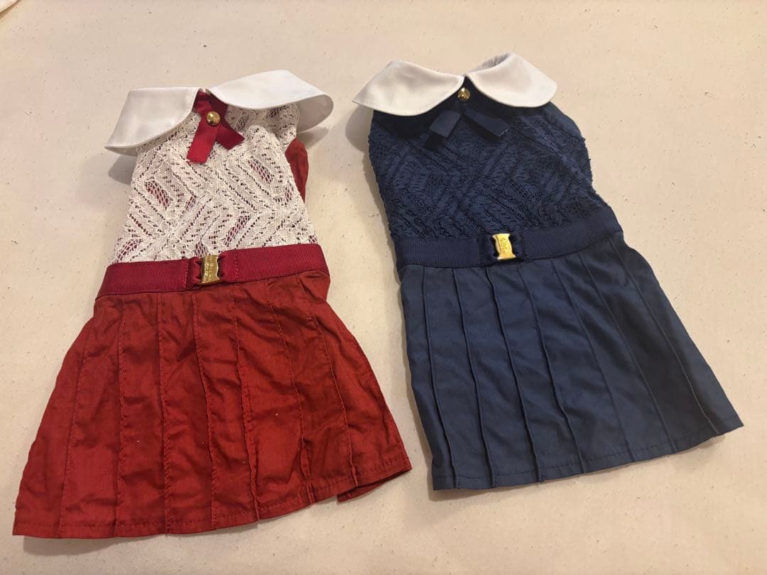 犬用ドレス 赤と青 2着セット