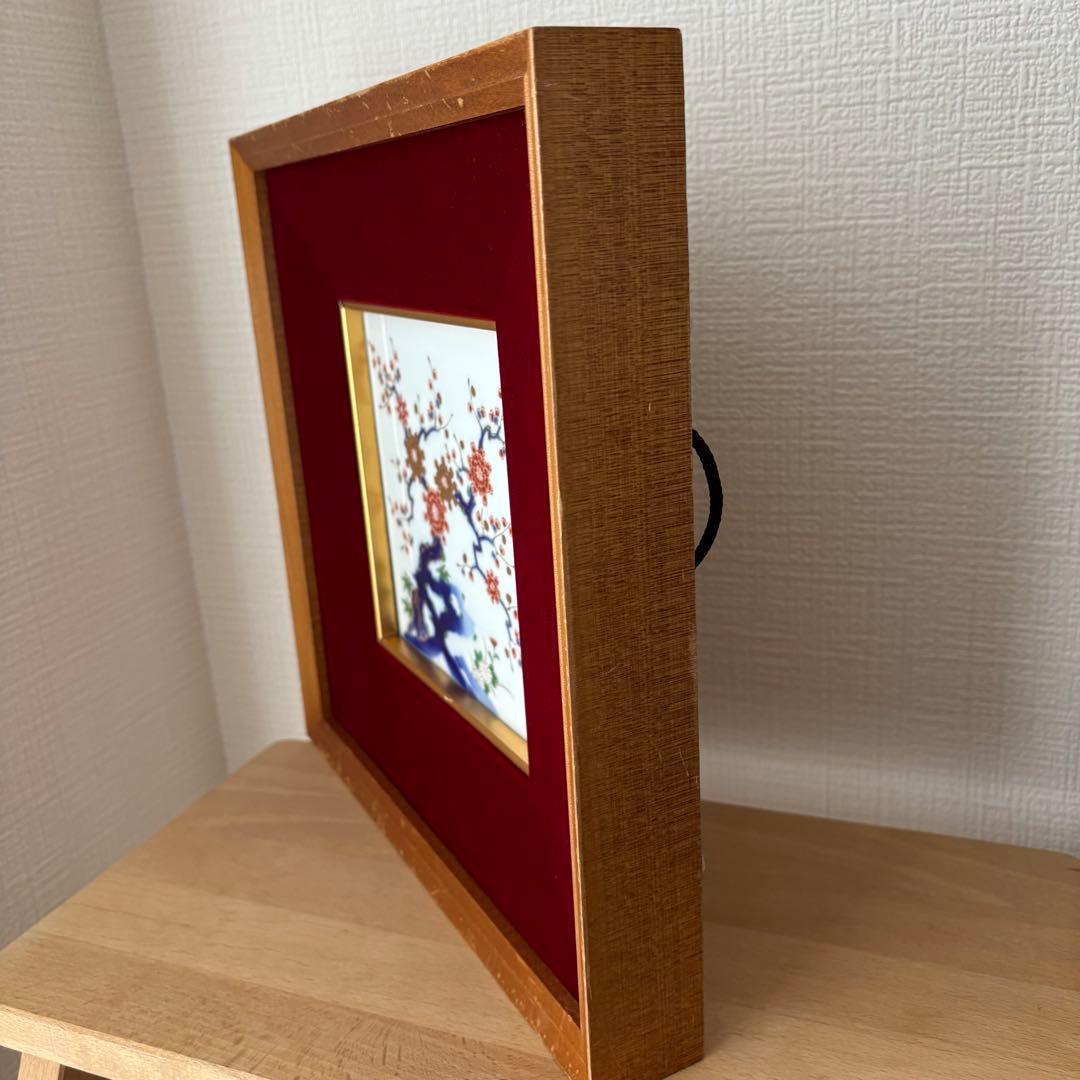 ⚫︎深川製磁　金彩　梅　陶板　　　　　　　 　　　　　　　　　　　　　　　和ラ下