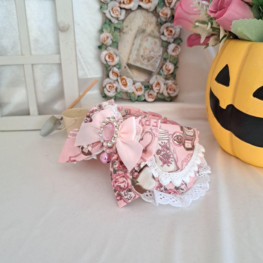 襟つき首輪、ハロウィン限定、スイートロリータ(ピンク)わんちゃん猫ちゃん用