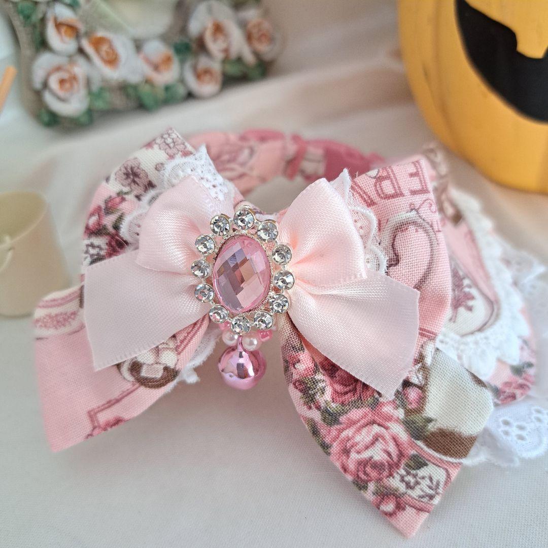 襟つき首輪、ハロウィン限定、スイートロリータ(ピンク)わんちゃん猫ちゃん用