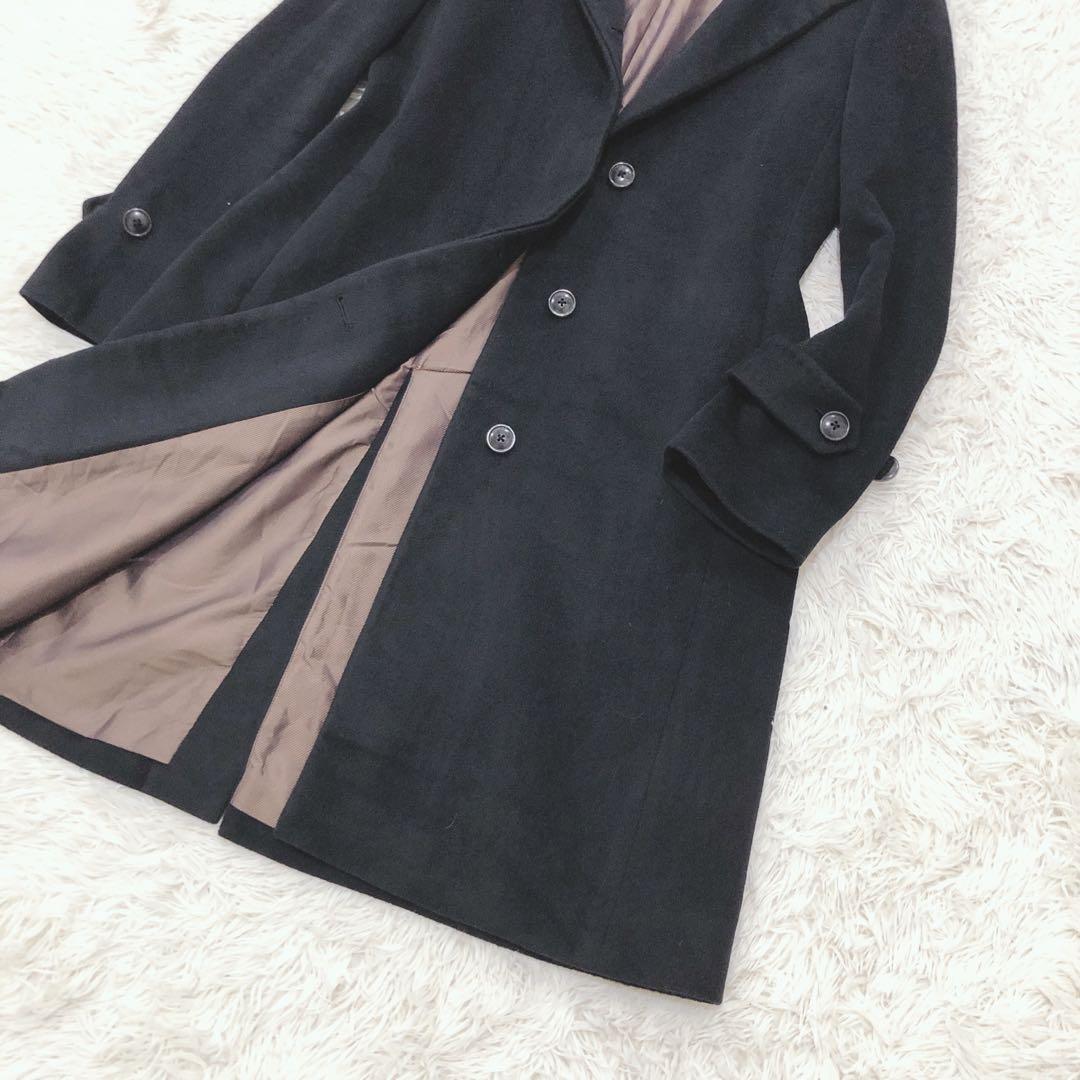 【極美品】ユナイテッドアローズ アンゴラ混 ロングコート ブラック サイズ40