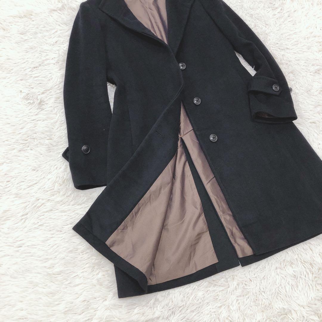 【極美品】ユナイテッドアローズ アンゴラ混 ロングコート ブラック サイズ40