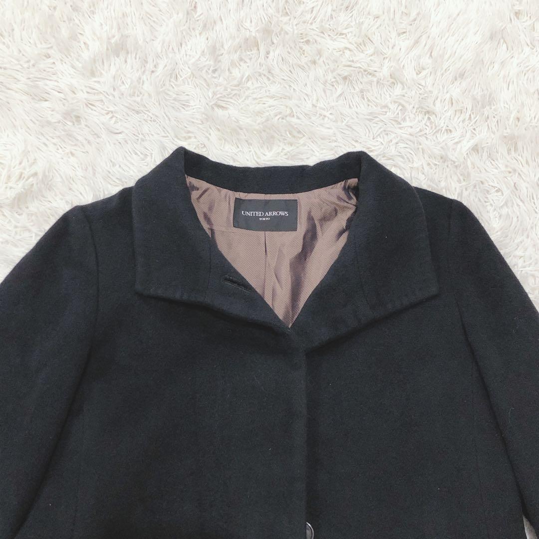 【極美品】ユナイテッドアローズ アンゴラ混 ロングコート ブラック サイズ40