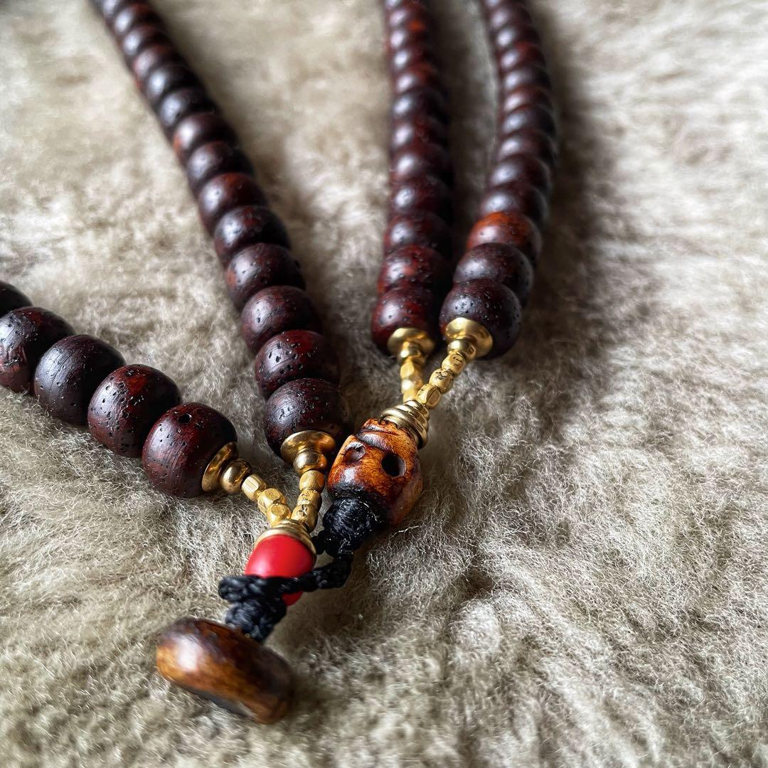 星月菩提樹・山珊瑚/二連数珠型 チベタン ネックレス