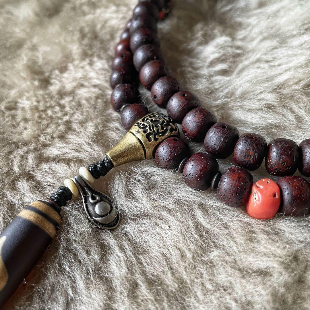 星月菩提樹・山珊瑚/二連数珠型 チベタン ネックレス