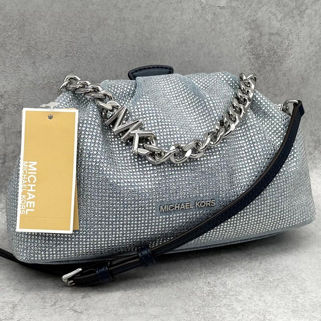 未使用タグ付 マイケルコース 3wayバッグ NOLA デニム ラインストーン