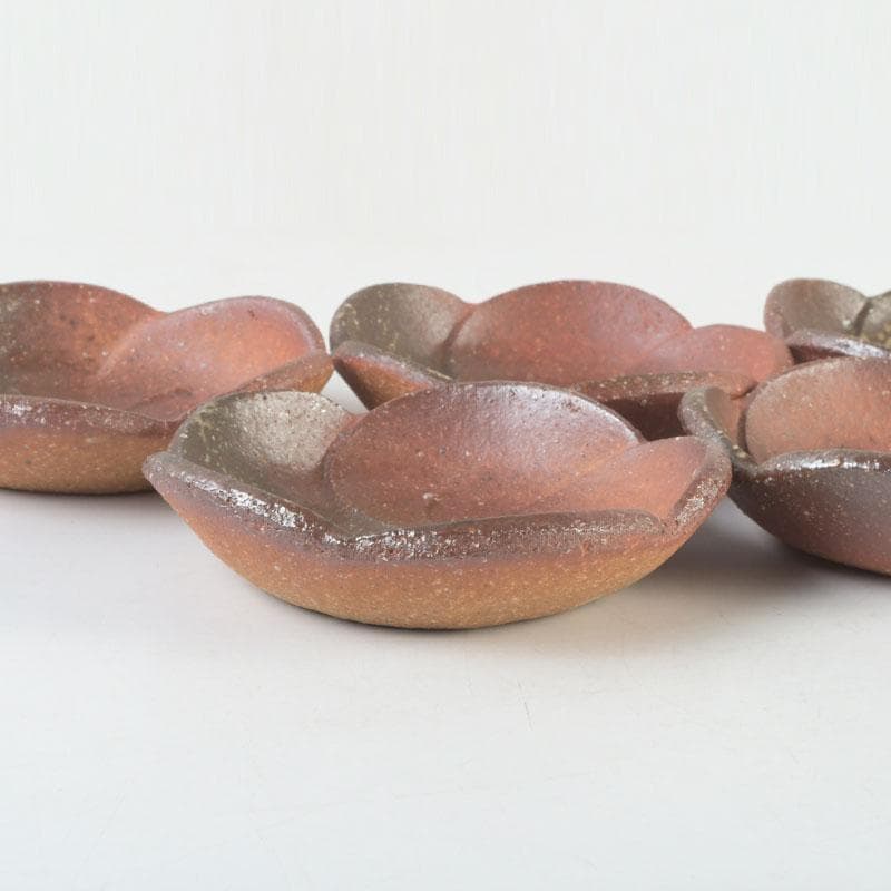 茶道具　信楽焼　高橋楽斎造　ネジ梅　小皿　五客　共箱　V　9662