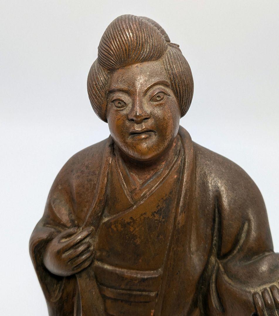 【直しあり】春水 備前焼 女人像 合箱 陶器人形 置物 陶像 希少 レア 骨董品