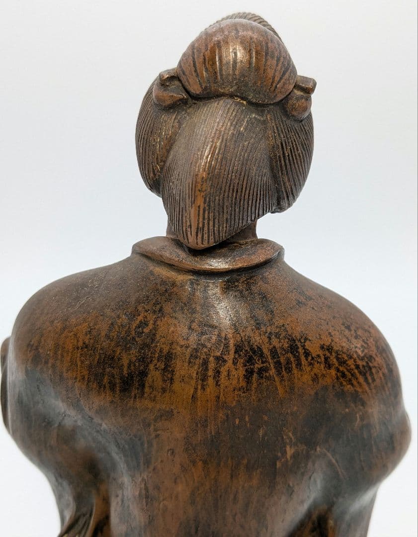 【直しあり】春水 備前焼 女人像 合箱 陶器人形 置物 陶像 希少 レア 骨董品