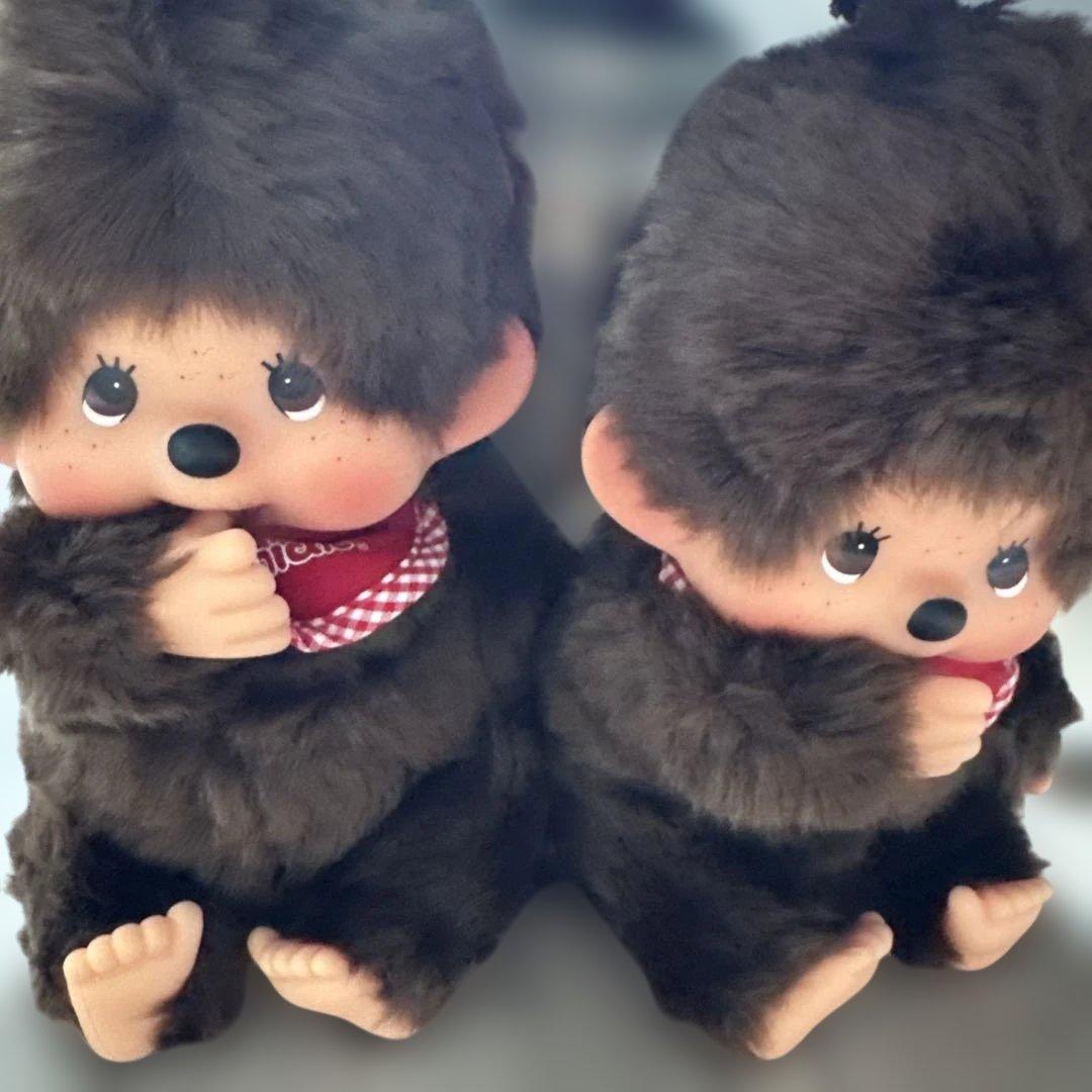 O モンチッチ プレミアムスタンダード M ブラウン ペアで座り