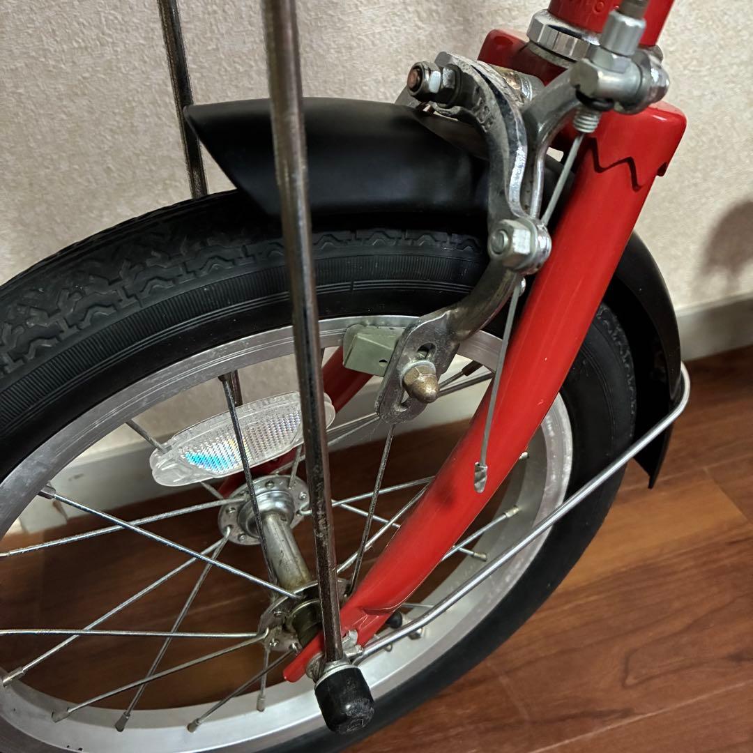 無印良品 16型幼児こども自転車 レッド 押し棒補助輪付 赤 子供用舵取り自転車