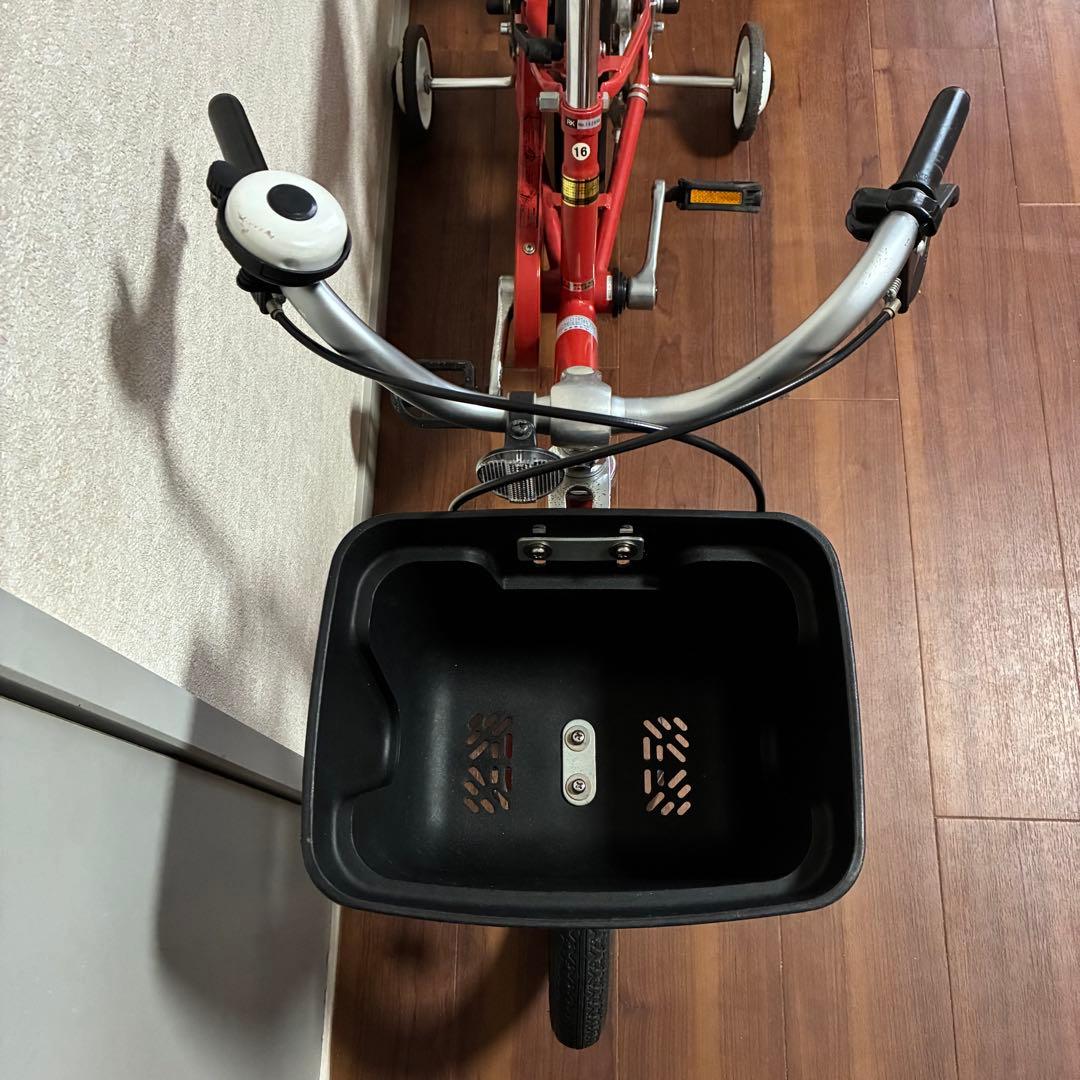 無印良品 16型幼児こども自転車 レッド 押し棒補助輪付 赤 子供用舵取り自転車