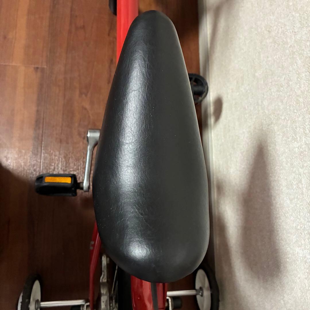 無印良品 16型幼児こども自転車 レッド 押し棒補助輪付 赤 子供用舵取り自転車
