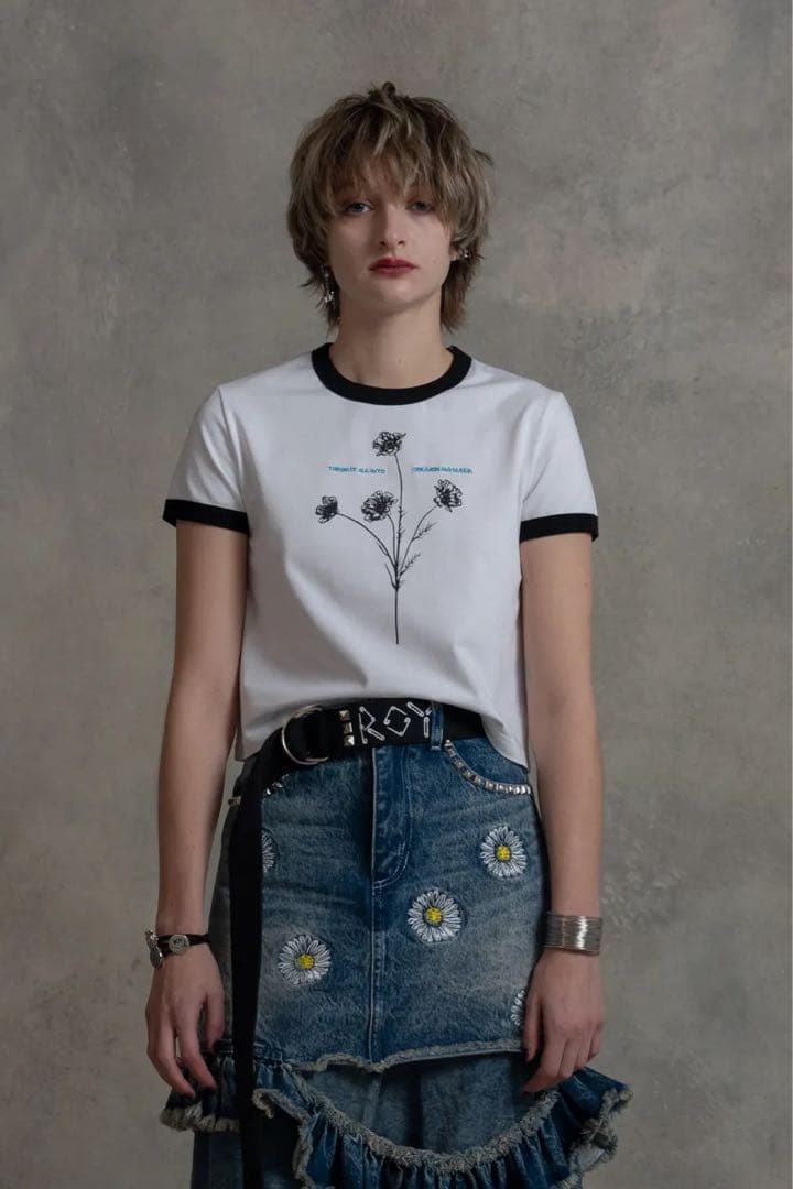 LiSA ROY フラワープリントミニTシャツ