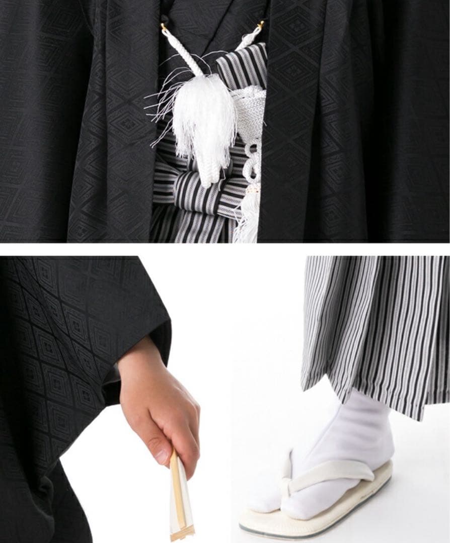 【12点フルセット】 5歳七五三 紋付 黒 男児 753 羽織袴