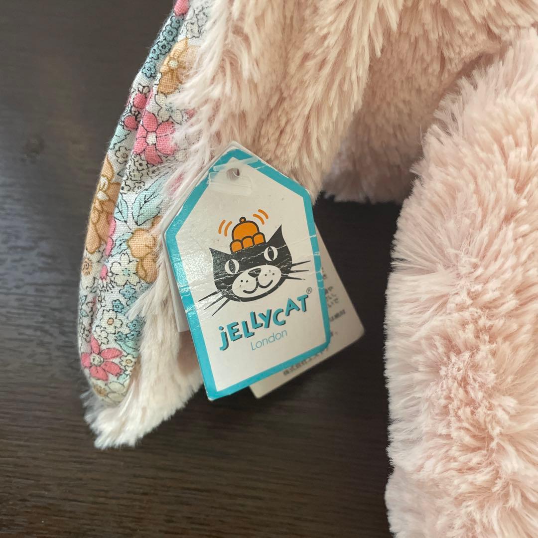  ジェリーキャット 花柄×ベージュ ウサギ ぬいぐるみ M