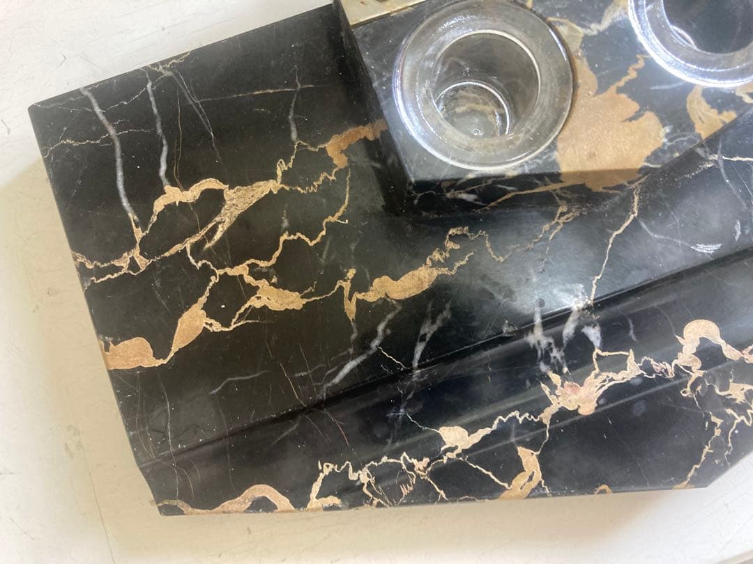 値下げ　フランス　アンティーク　ネロポルトロ　大理石　ペン置き　インク　イタリア