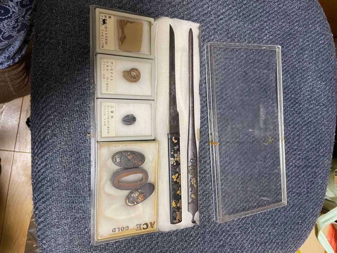 橋さん専用　漆器セット 金箔装飾 と化石