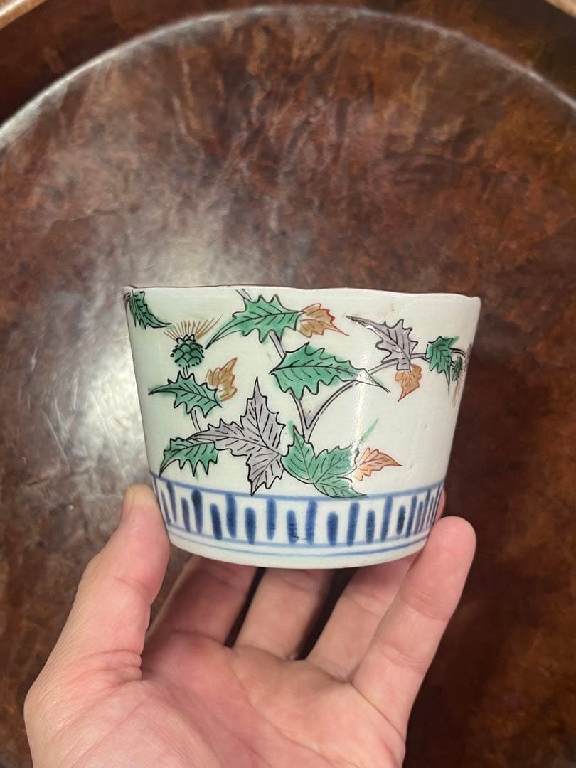 蕎麦猪口　そばちょこ　色絵　大振り　そば猪口　古伊万里　民芸　民藝　くらわんか