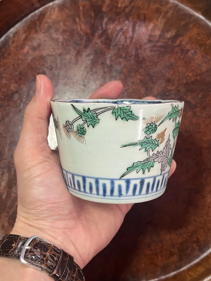 蕎麦猪口　そばちょこ　色絵　大振り　そば猪口　古伊万里　民芸　民藝　くらわんか