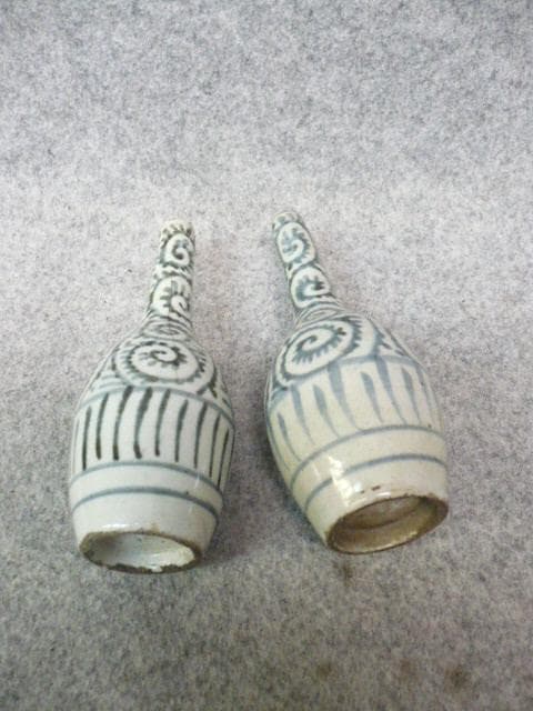 伊万里焼染付蛸唐草文御神酒徳利 一対 [B22484]