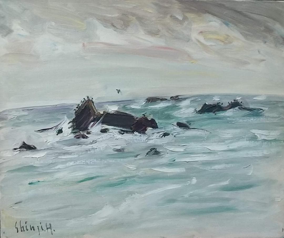 「冬の海」房総黒生海岸 絵画 油絵 F8