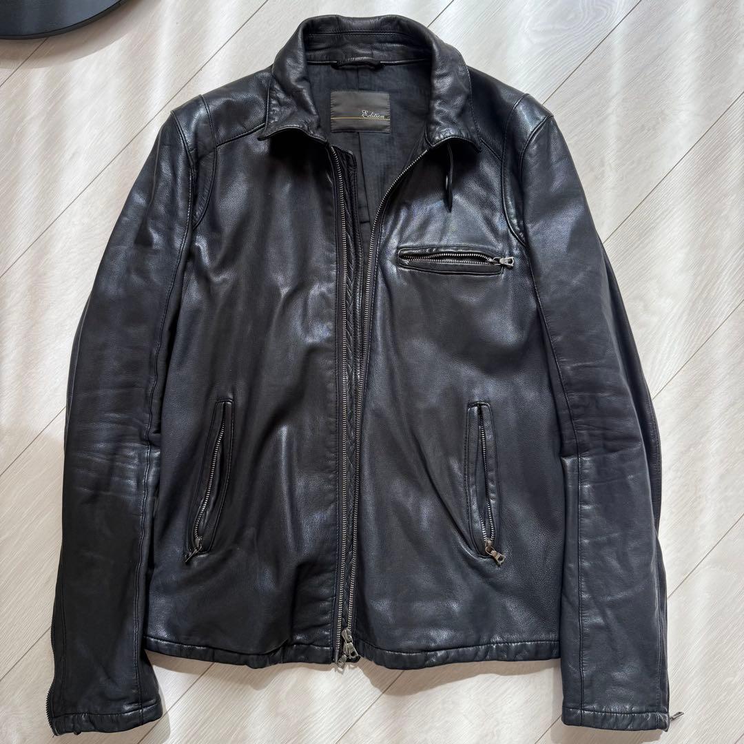 Edition トゥモローランド レザーシングルライダース 46ブラック 山羊皮