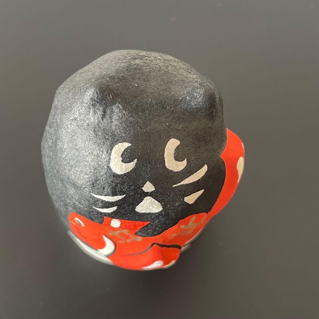 希少✤ 六原張子 起き上り小法師 鯛もちにゃー 民芸品 にゃー 黒色