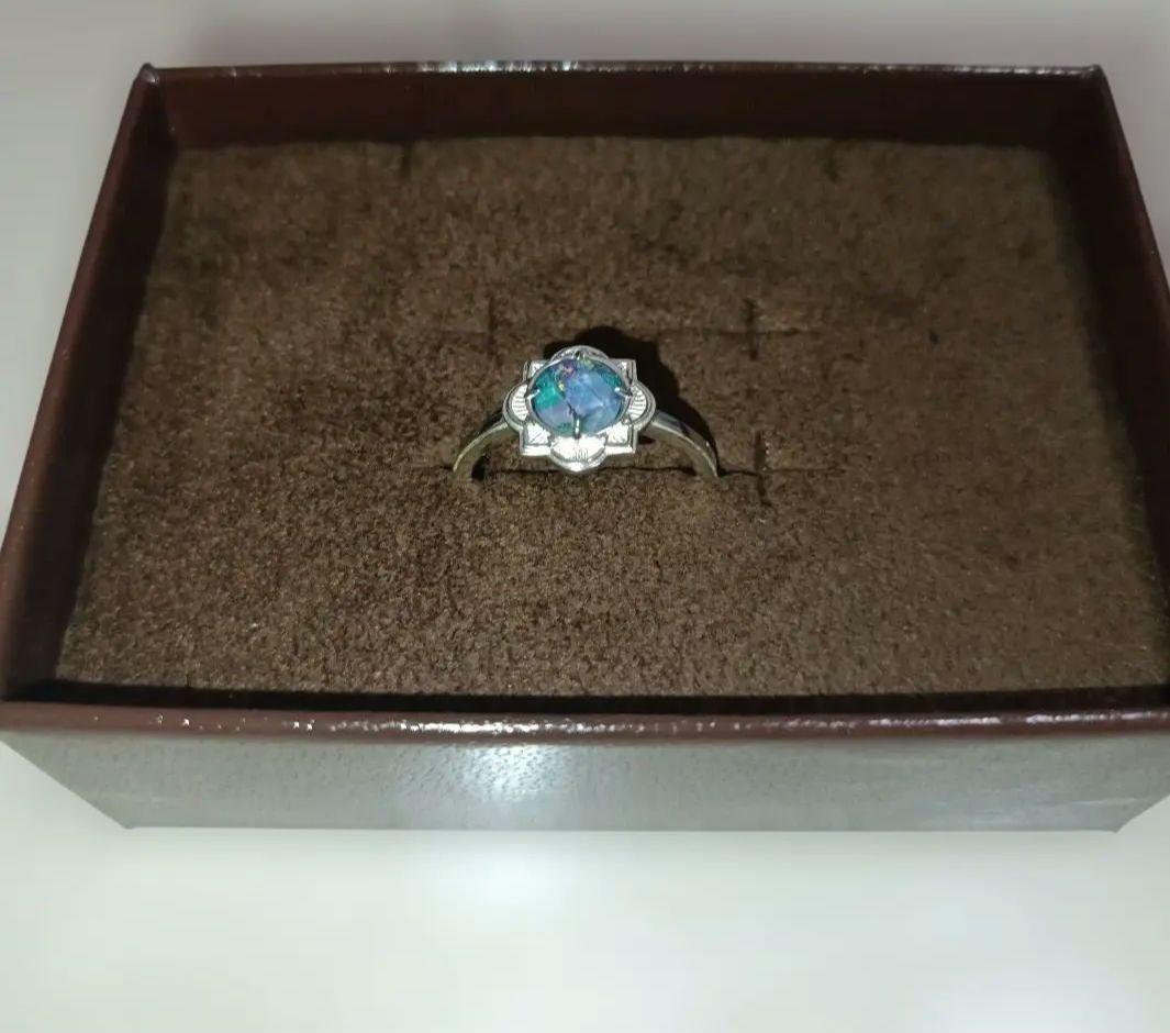 agateモザイクオパールSV925リング