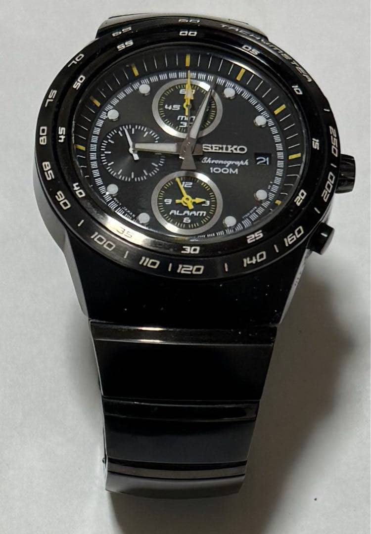 SEIKO クロノグラフ 7T62-0HC0 オールブラック メンズ　腕時計