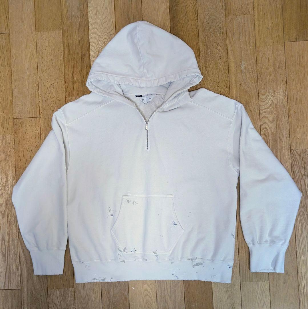 ​【完売品/新品未使用】ANCELLMアンセルムハーフジップフーディー白サイズ1