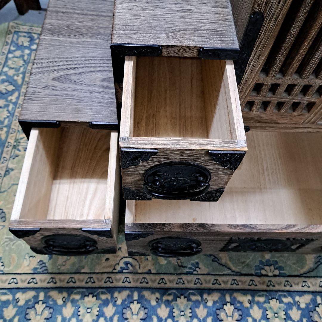 ♡総桐格子戸付き階段タンス 右上がり　左上がり　両面使い♡