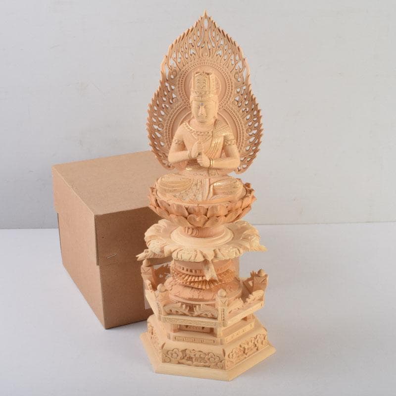 仏教美術　桧彫刻　大日如来坐像　仏像　華鬘台　C　8801