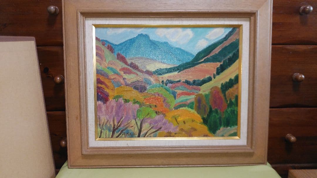 ◆梶進　「箱根の秋 （俵石）」　油彩　F8号 　光風会会員 　師：藤島武二◆