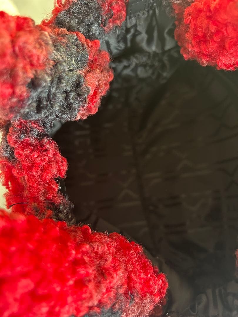 HUNTER ボアショルダーバッグ 赤黒チェック