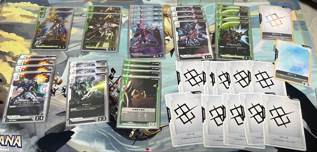 ガンダムカードゲーム　緑白ウイング　デッキ　二重スリーブ付き