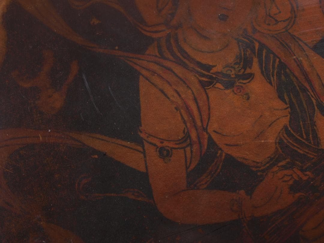 中国唐時代　敦煌莫高窟壁画 彩絵　人物像 発掘品 AK1948A8-5