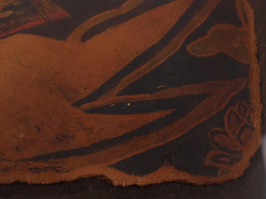 中国唐時代　敦煌莫高窟壁画 彩絵　人物像 発掘品 AK1948A8-5