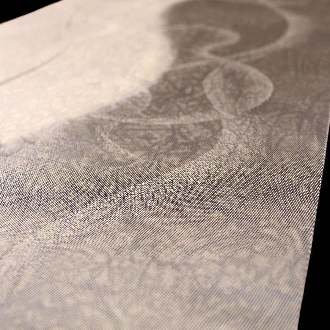 未使用　美品　変わり立涌に瓢箪模様織り出し袋帯　洒落袋帯　ベージュ系　d71