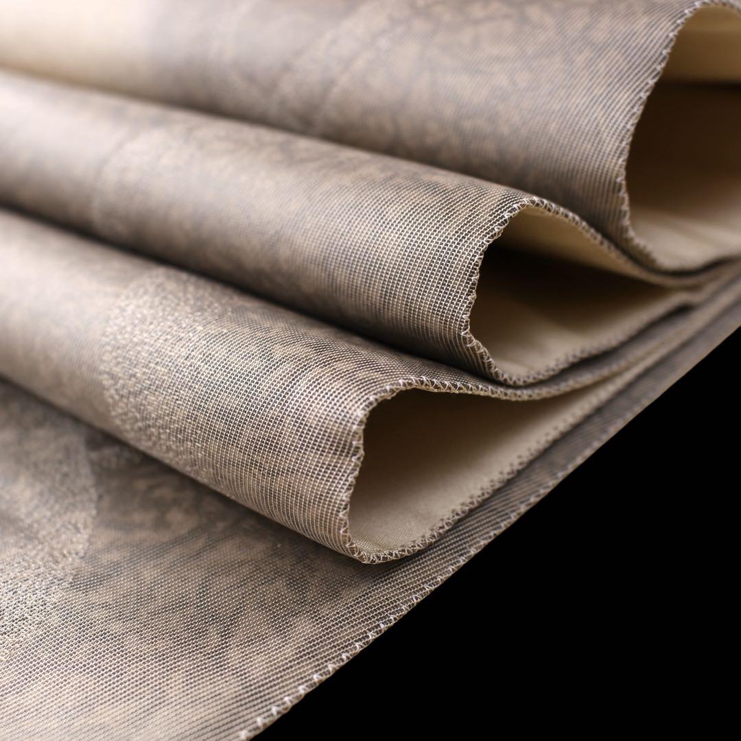 未使用　美品　変わり立涌に瓢箪模様織り出し袋帯　洒落袋帯　ベージュ系　d71