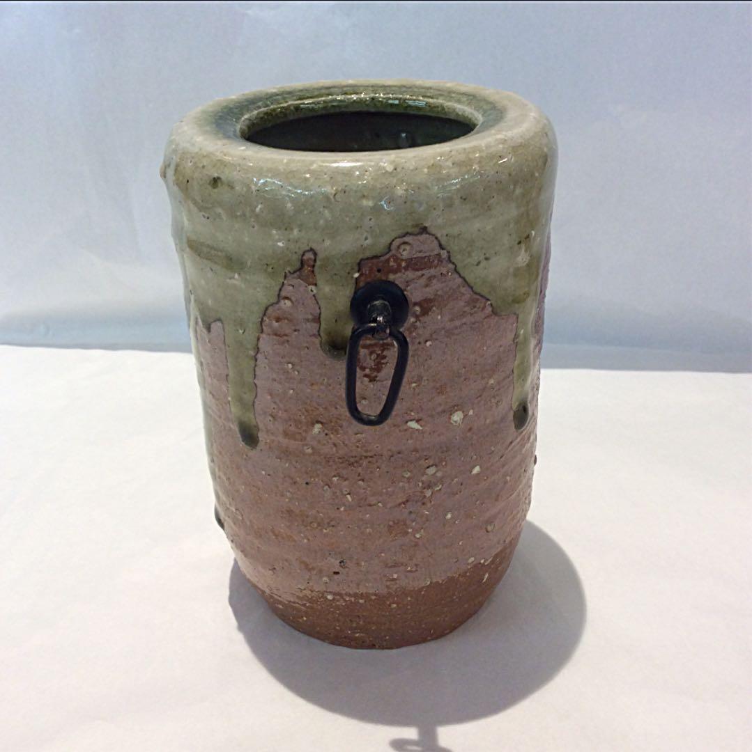 【茶道具】高橋楽斎作 信楽焼旅枕掛花入