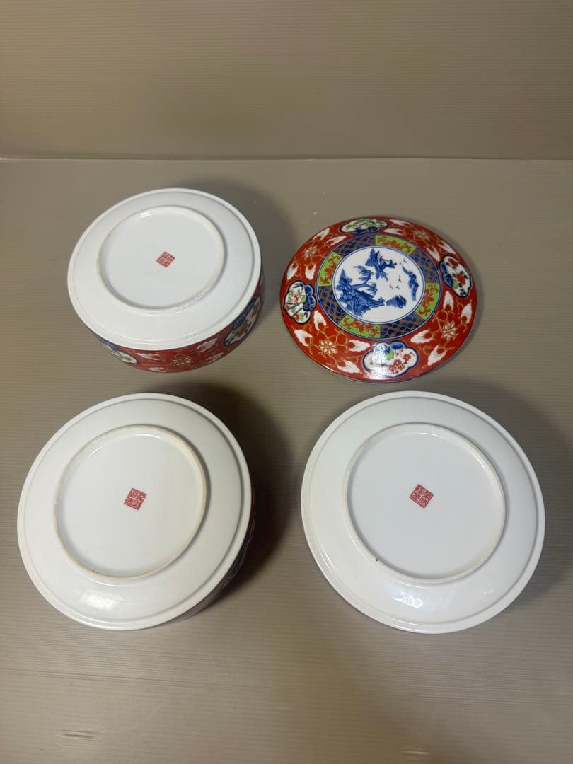 2295 伊万里風 松竹梅 三段重 提げ台