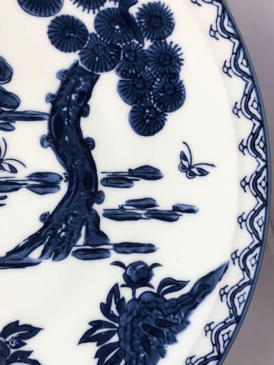 鍋島焼の染付け大皿　稚児絵　直径約30cm