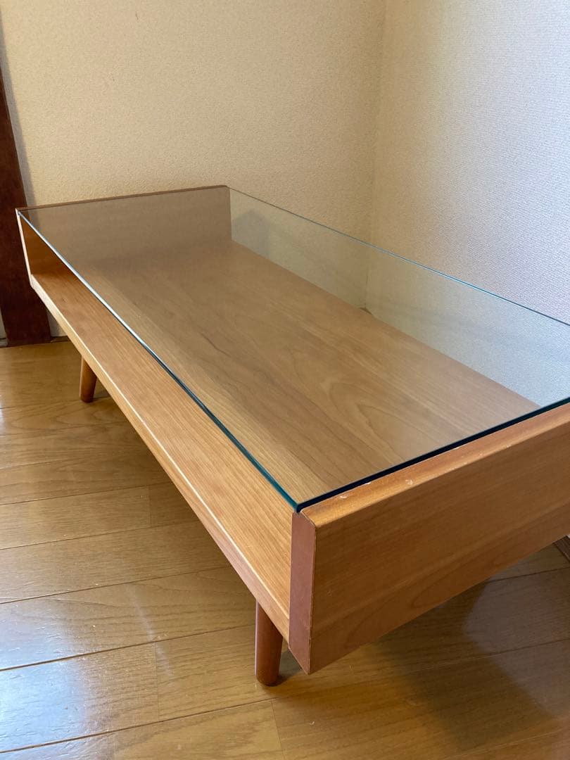 unico ECCO ガラス天板 ローテーブル