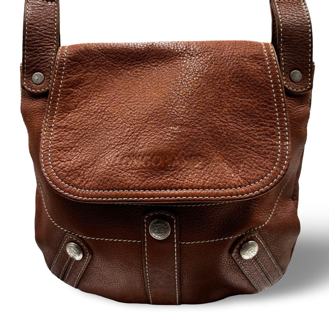 【ヴィンテージ】ロンシャン　ショルダーバッグ　オールレザー　ブラウン　斜め掛け