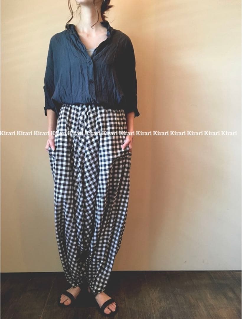 試着のみハウスオブロータス ギンガムチェックサルエルパンツ 桐島かれん