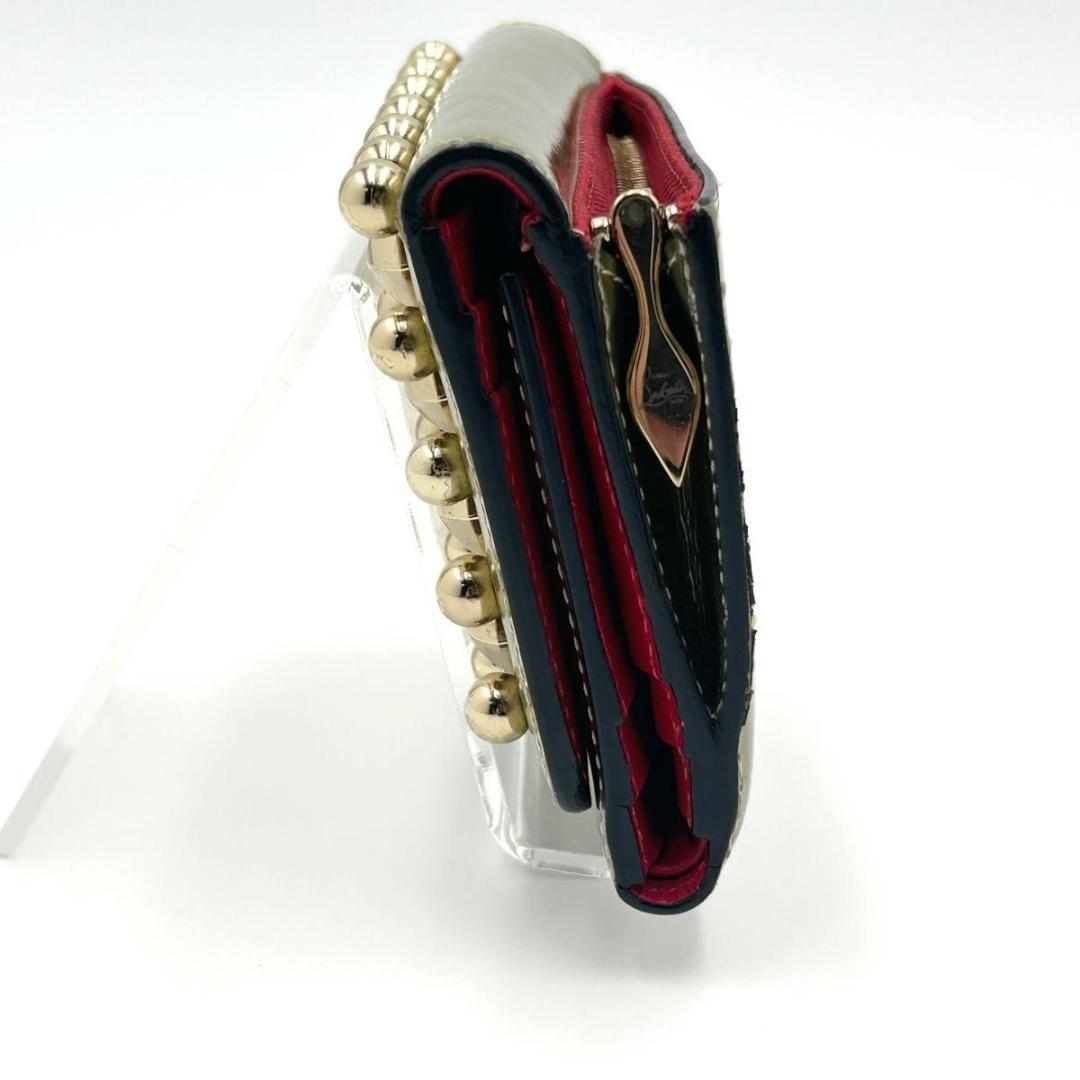 クリスチャン ルブタン マカロン ゴールド スタッズ 三つ折り財布