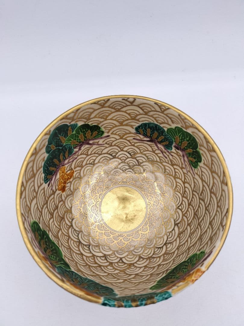 c365 【新品・未使用】茶碗 金青海波松 加藤ひろこ 木箱 茶道具