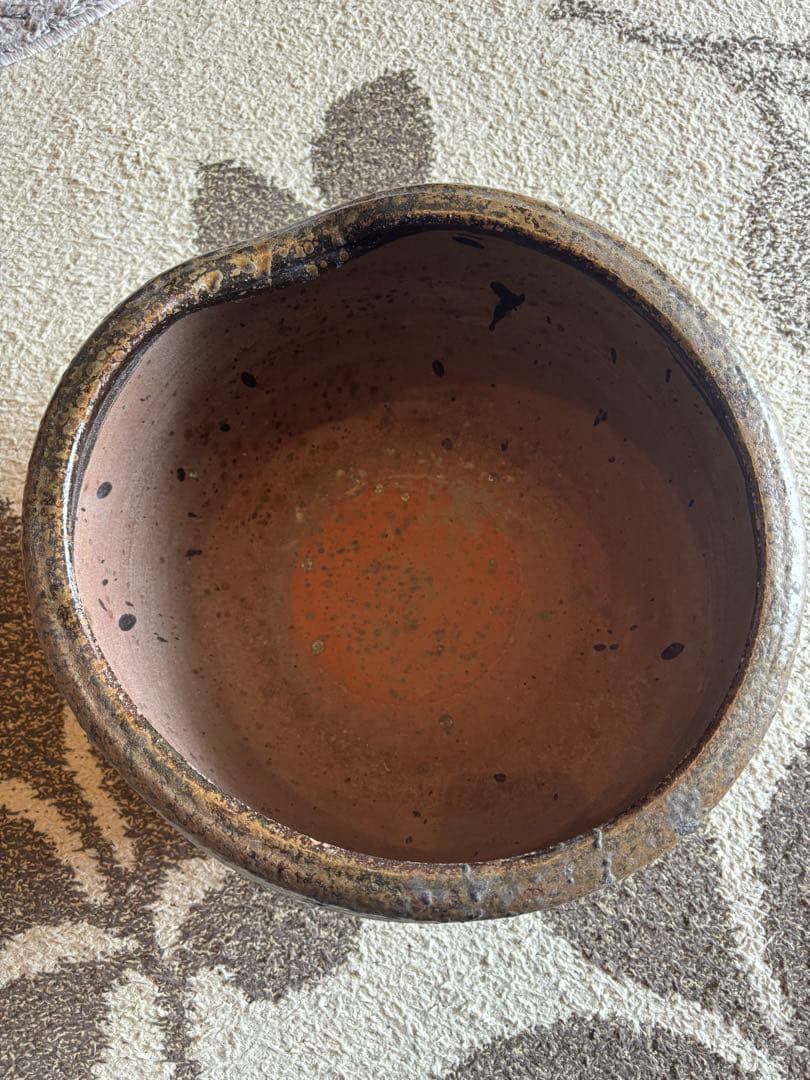 丹波焼　灰釉印花文甕　水差し花生け　骨董品アンティーク