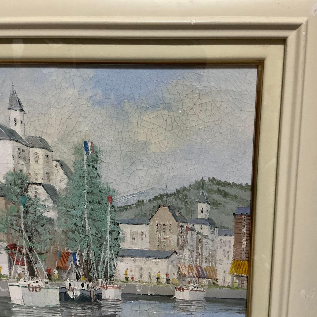 油絵　「オリオ港 」　黒沢久　作品　F6 サイズ 肉筆 油絵 油彩額装作品